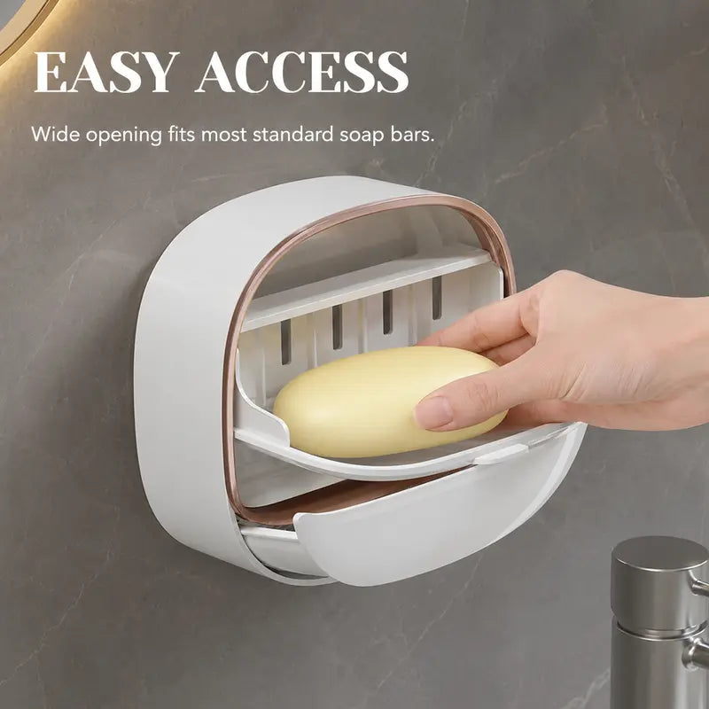 Wall-Mounted Bar Soap Container with Drain System