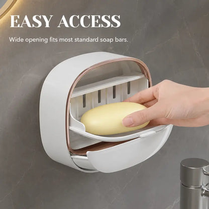 Wall-Mounted Bar Soap Container with Drain System