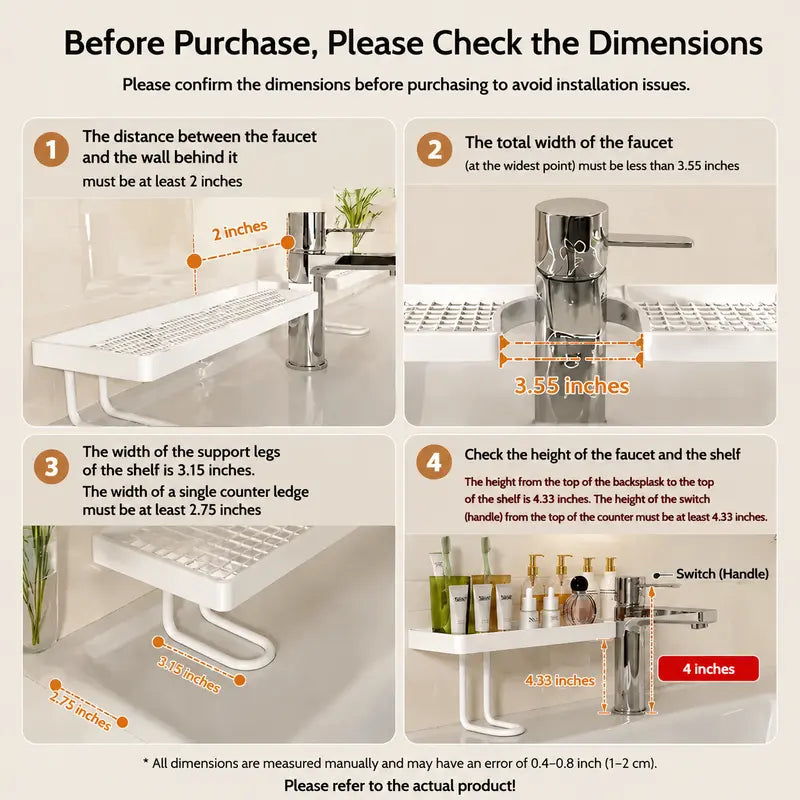 Bathroom Organizer No-Drill Minimalist Carbon Steel Countertop Storage Rack