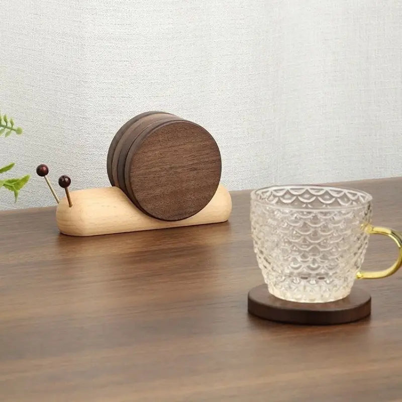 Wooden Snail Coaster Set