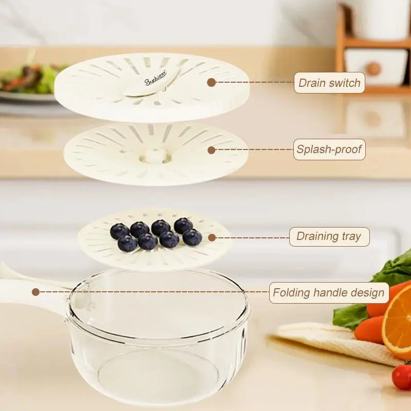 Multifunctional Round Bowl Kitchen Colander with Lid