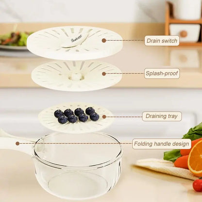 Multifunctional Round Bowl Kitchen Colander with Lid