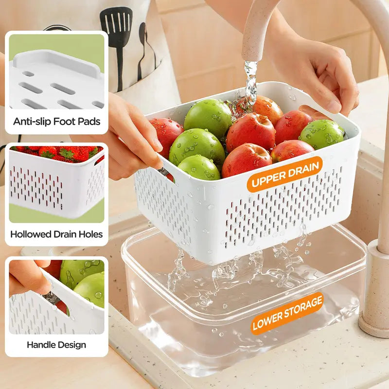 5/6 Pack BPA-Free Plastic Fruit & Vegetable Storage Boxes