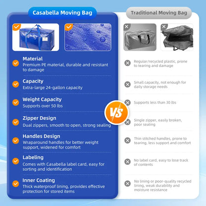24 Gallon Extra Large Heavy Duty Foldable Moving Bags