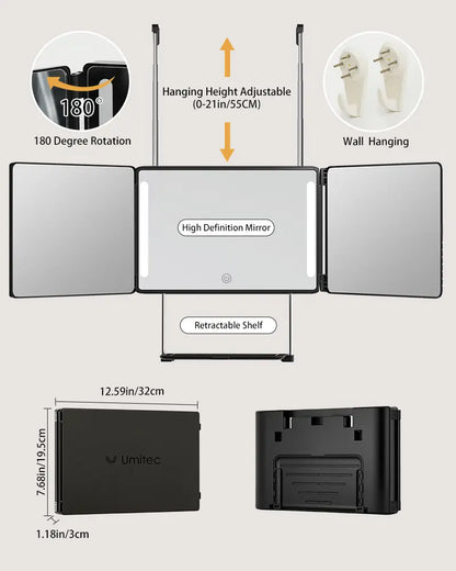 Adjustable LED Lit 3-Way Mirror