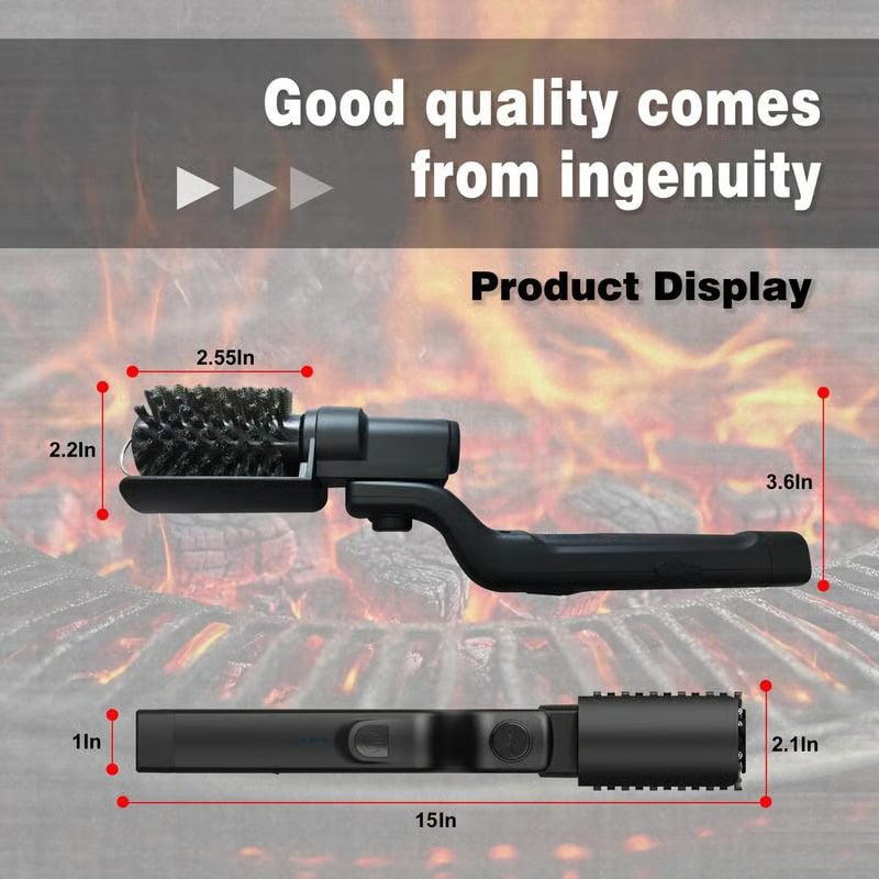 Electric BBQ Grill Brush Cordless and Rechargeable Stainless Steel Bristles,Two Cleaning Brushes,Adjustable Angle