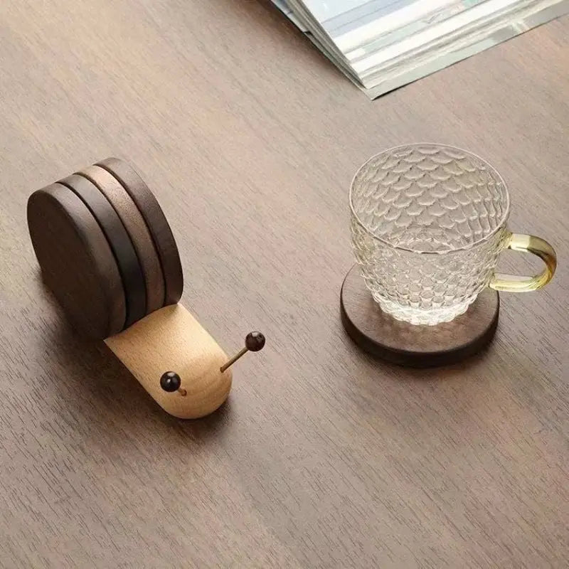 Wooden Snail Coaster Set