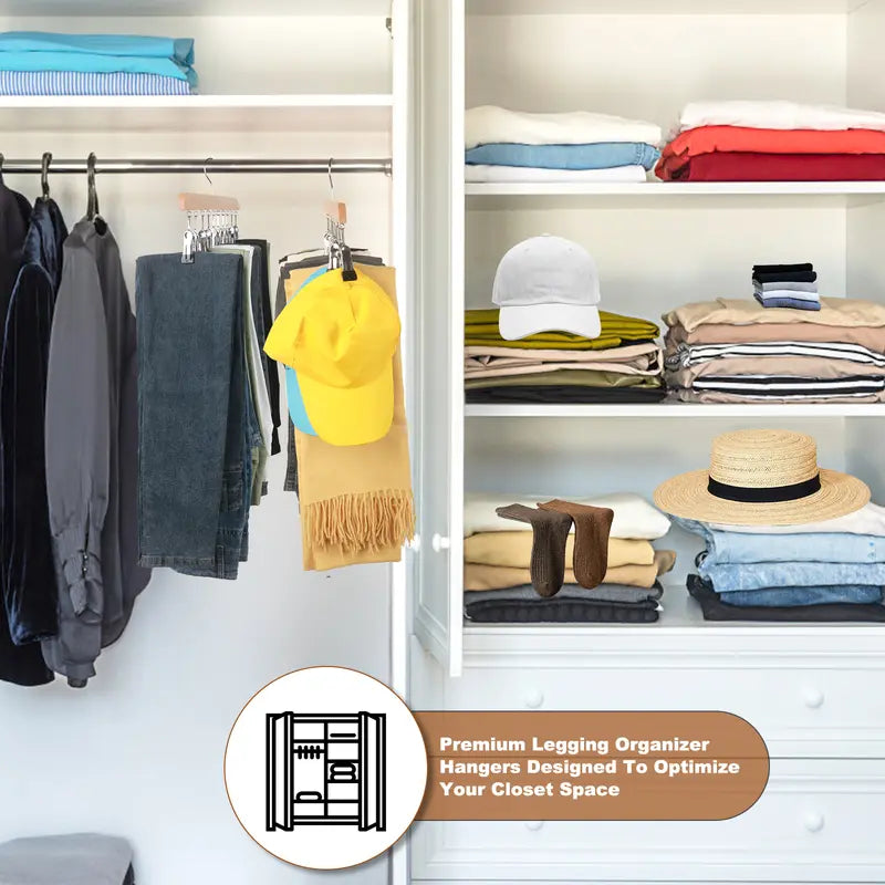 Legging Hanger for Closet Organizer with 10 Clips