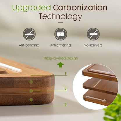 4-Piece Bamboo Chopping Board Set with Holder
