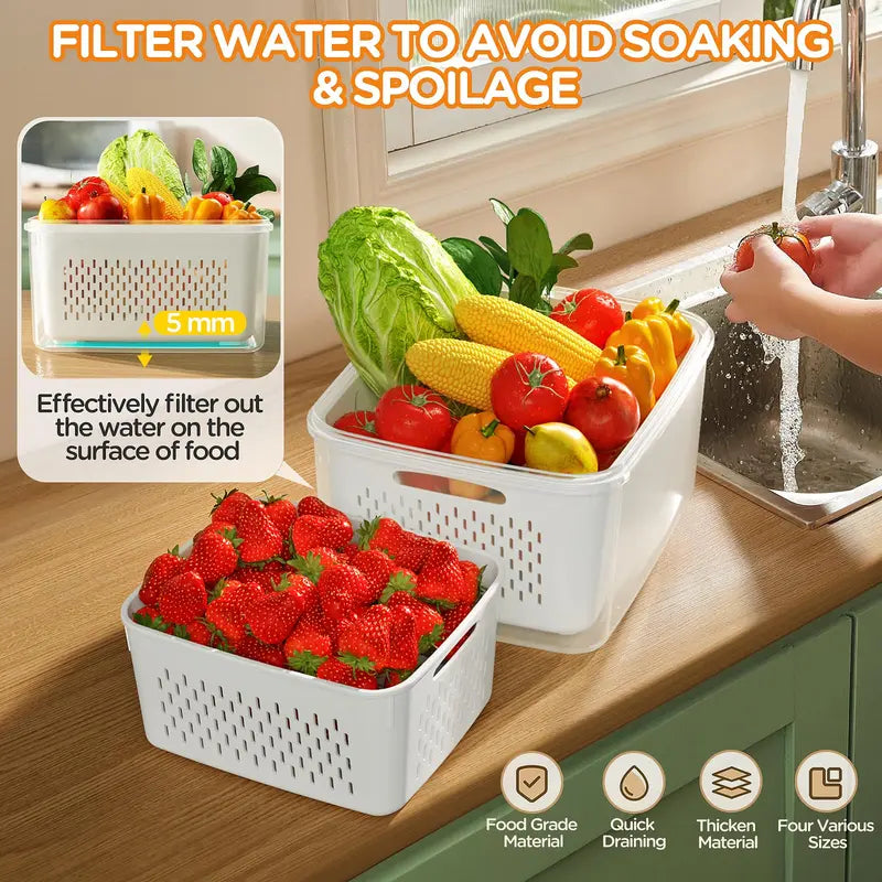 5/6 Pack BPA-Free Plastic Fruit & Vegetable Storage Boxes