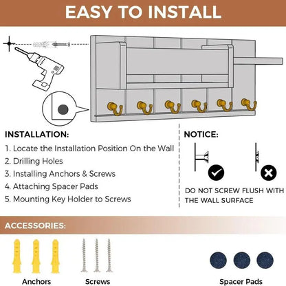 Key Wooden Holder for Wall