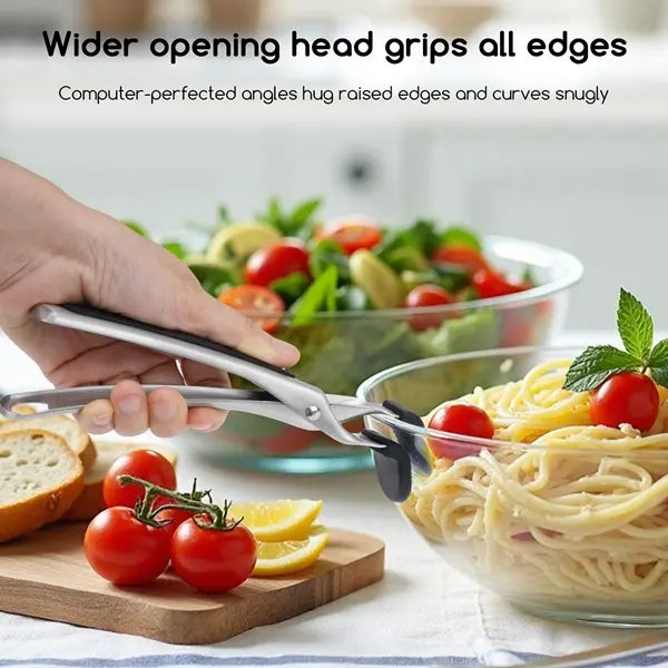 2-Pack Food-Grade 18/8 Stainless Steel Anti-Scald Hot Plate Gripper Tongs