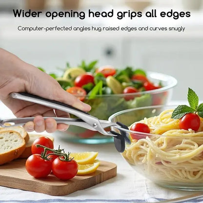2-Pack Food-Grade 18/8 Stainless Steel Anti-Scald Hot Plate Gripper Tongs