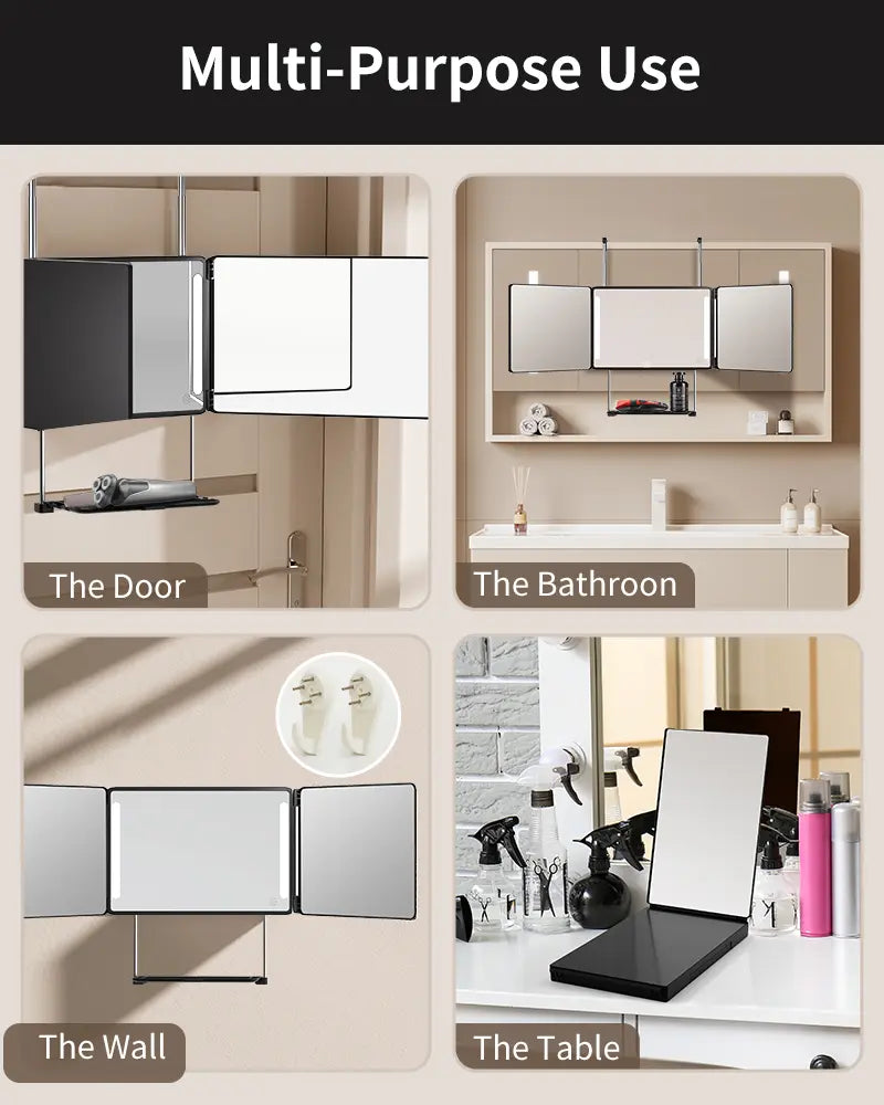Adjustable LED Lit 3-Way Mirror