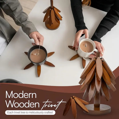 Natural Tree-Shaped Wooden Decorative Trivets Set
