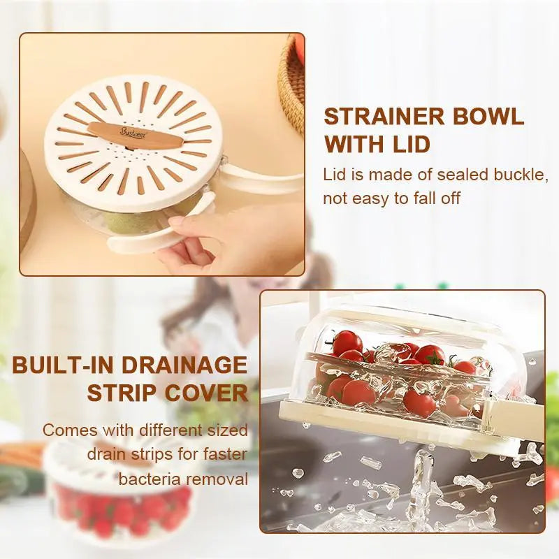 Multifunctional Round Bowl Kitchen Colander with Lid