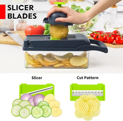 16-in-1 BPA-Free Stainless Steel Kitchen Gadget Food Chopper Utensils