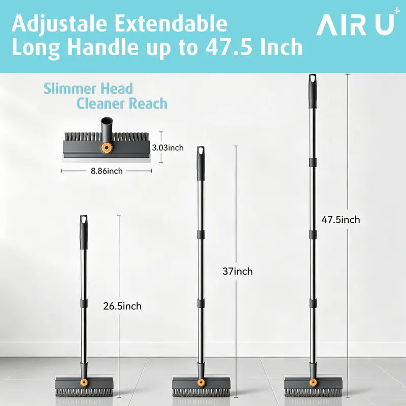AIR U 3-in-1 Floor Scrub Brush with Long Handle