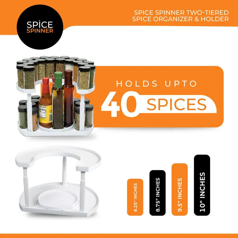 2-Tier Smooth Rotating Lazy Susan Spice Rack Organizer