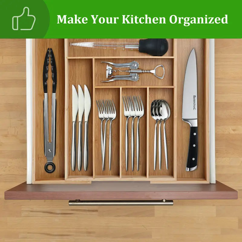 Expandable Bamboo Drawer Organizer