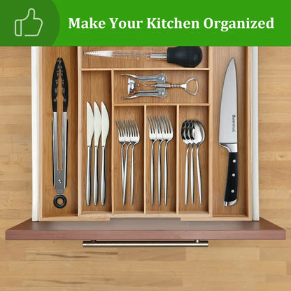 Expandable Bamboo Drawer Organizer