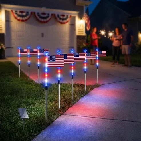 8 Solar American FlagPathway Lights for 250thIndependence Celebration