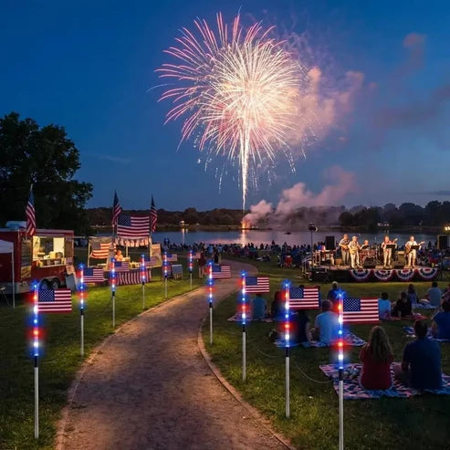 8 Solar American FlagPathway Lights for 250thIndependence Celebration