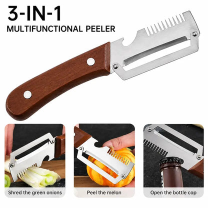 Wood Handle Multifunction Kitchen Peeler
