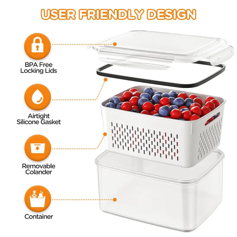 5/6 Pack BPA-Free Plastic Fruit & Vegetable Storage Boxes