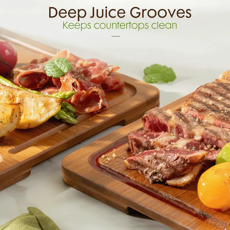 4-Piece Bamboo Chopping Board Set with Holder
