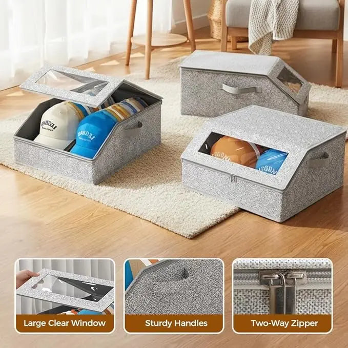 Large Stackable Hat Storage Boxes for Baseball Caps