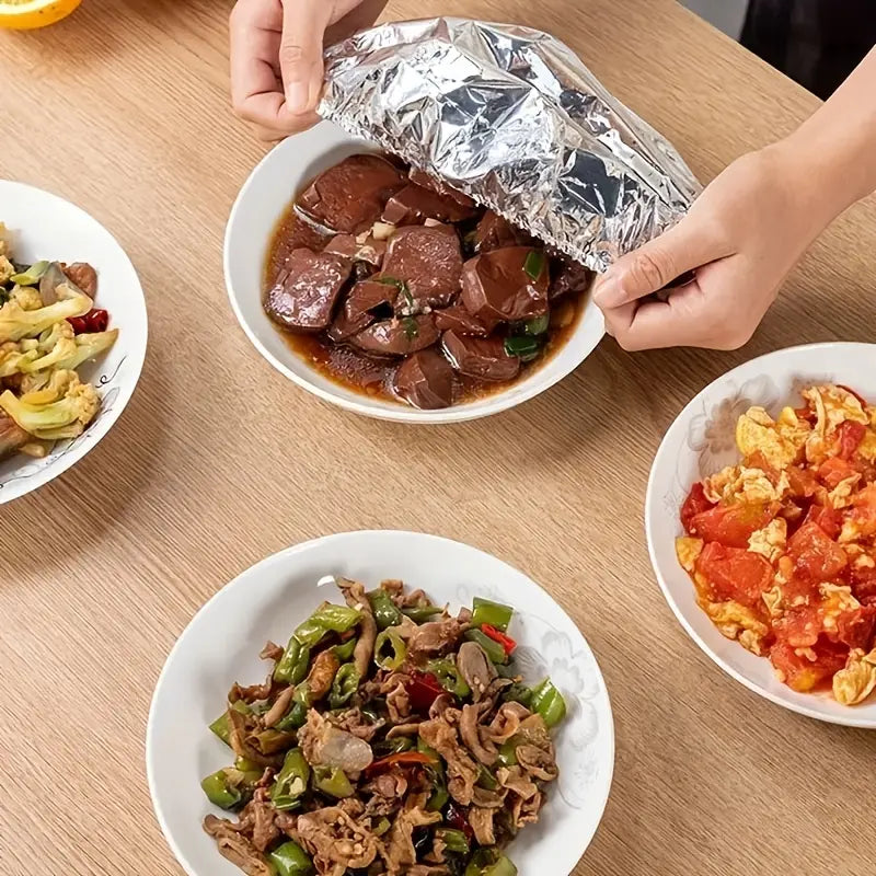 10pcs Food-Grade Reusable Aluminum Foil Heat Preservation Food Storage Covers