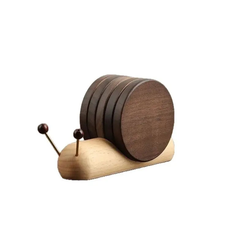 Wooden Snail Coaster Set
