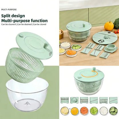 5.3 Qt Large Functional Plastic 3-in-1 Rotating Salad Spinner Set