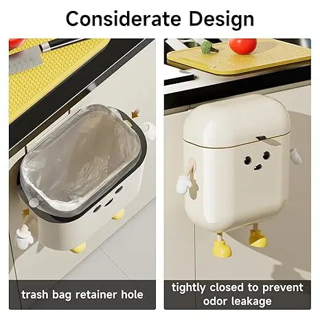 3.2 Gal/12L Hanging ABS Plastic Trash Can with Flip Lid