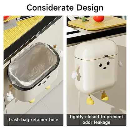 3.2 Gal/12L Hanging ABS Plastic Trash Can with Flip Lid