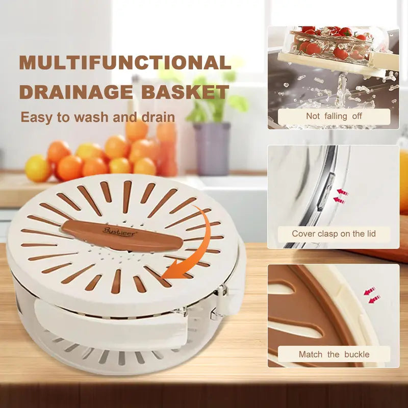 Multifunctional Round Bowl Kitchen Colander with Lid