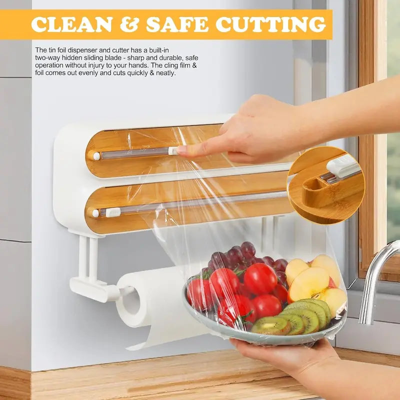 Three-In-One Wall-Mounted Food Wrap Cutter Box