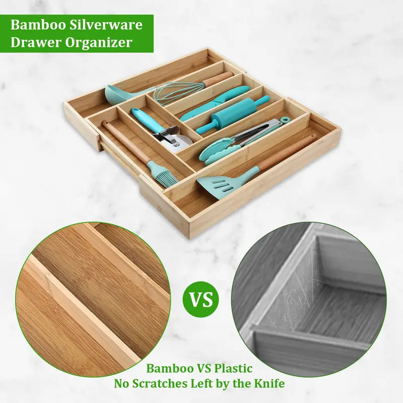 Expandable Bamboo Drawer Organizer