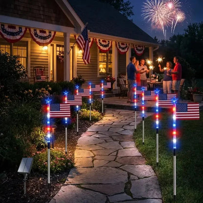 8 Solar American FlagPathway Lights for 250thIndependence Celebration