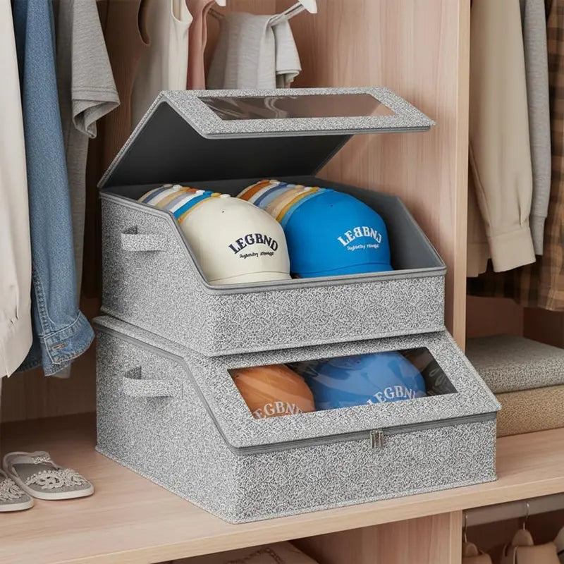 Large Stackable Hat Storage Boxes for Baseball Caps