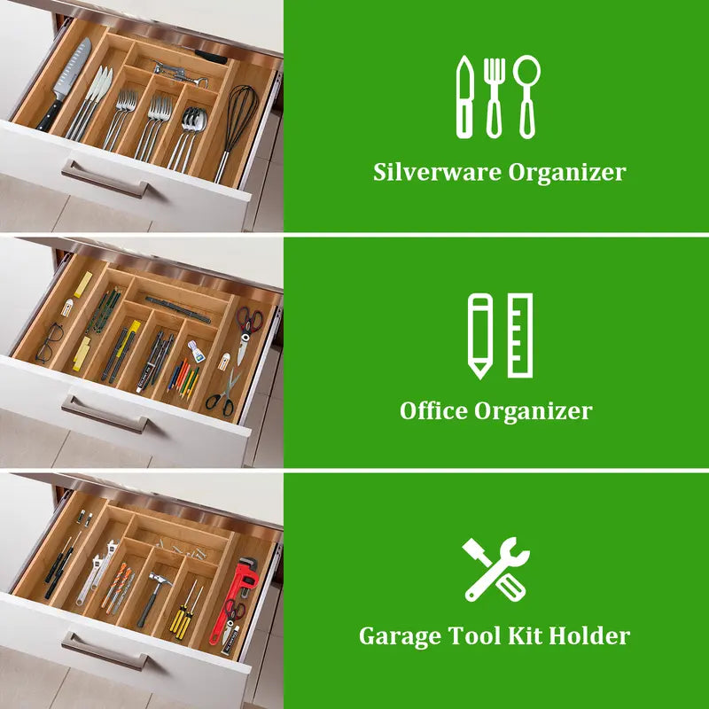 Expandable Bamboo Drawer Organizer