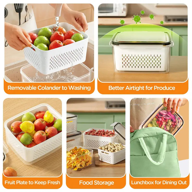 5/6 Pack BPA-Free Plastic Fruit & Vegetable Storage Boxes