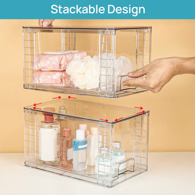 2-8 Pack 12in Stackable Undersink Storage Drawers