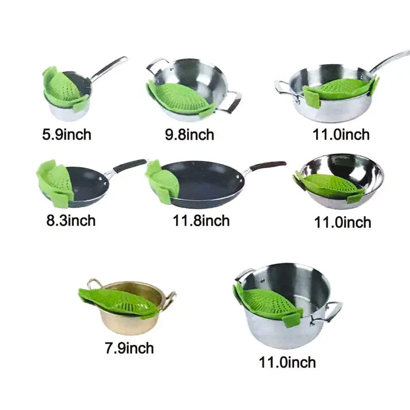 Gray Silicone Clip-On Pasta Strainer