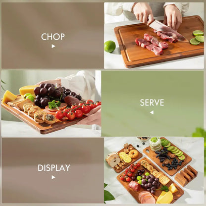 4-Piece Bamboo Chopping Board Set with Holder