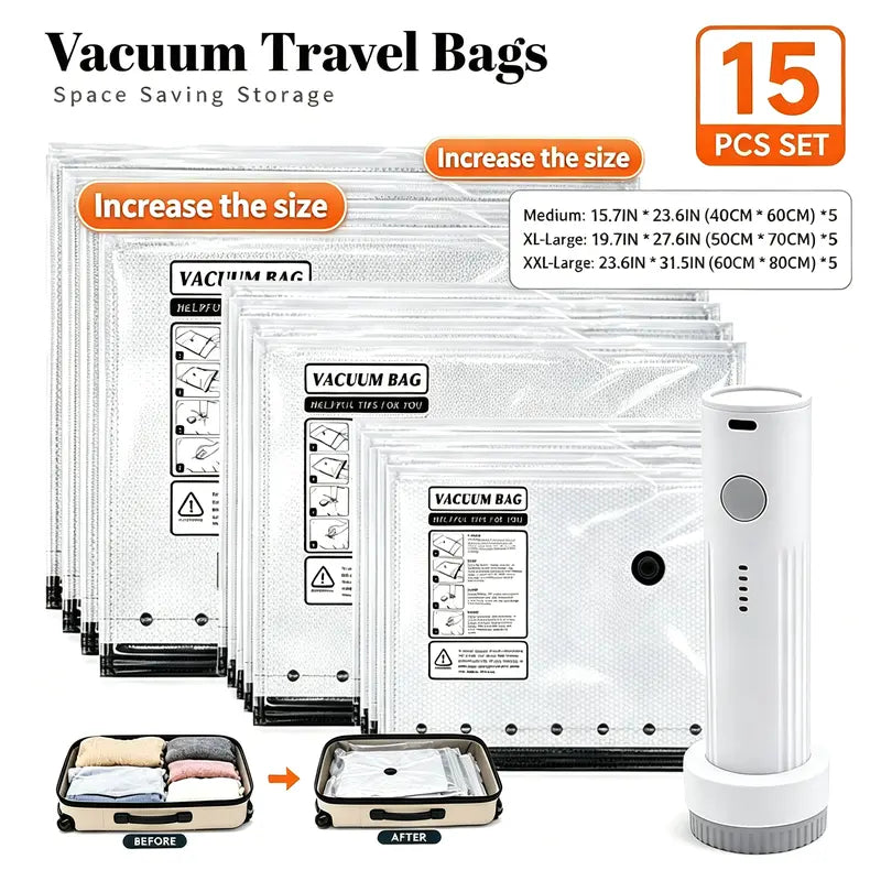 Cordless Travel Vacuum Bag Set