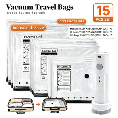 Cordless Travel Vacuum Bag Set
