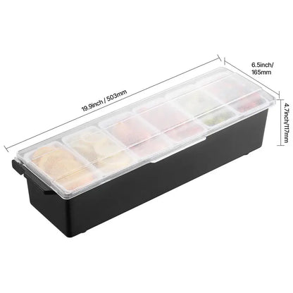6-Detachable Compartment Ice-Cooled Condiment Server