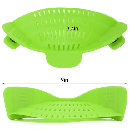 Gray Silicone Clip-On Pasta Strainer